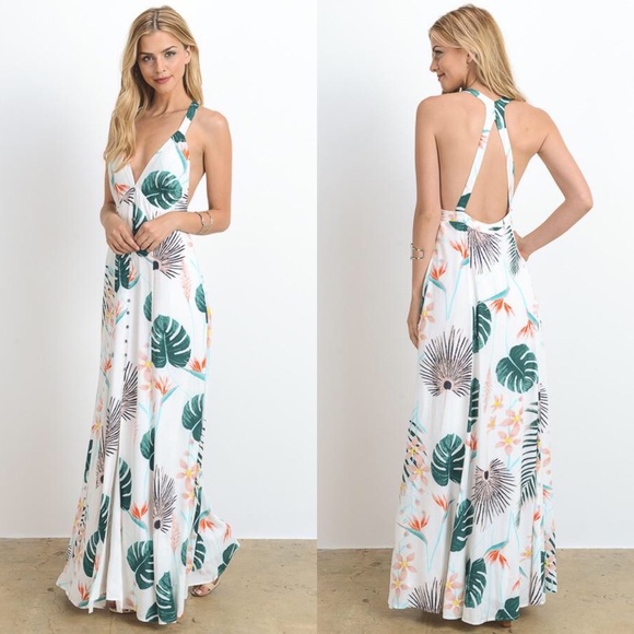πHPπTropical Palm Leaves Maxi Dress - Picture 3 of 6